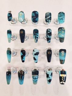 Nails Acrylic Demon Slayer, Muichiro Nails Design, Demon Slayer Nails Muichiro, Muichiro Makeup, Giyuu Nails, Inosuke Nails, Uñas Kimetsu No Yaiba