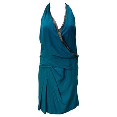 Gucci Teal Halter Cocktail Dress - with many different options to style it! Inner black gold inlay on the neck and detailed tassels with attached scarf. Scarf can hang in the back or the front or wrap around the neck (see attached photos). 100% silk Tags attached never worn !! Retails for $2,835 Size 40 (but a small 40) Model is a size US 2 and it also fits fine Length 39" Made out of Halter Cocktail Dress, Halter Formal Dress, Tassels, Evening Dresses, Cocktail Dress, Gucci, Fashion Outfits, Formal Dresses, Silk