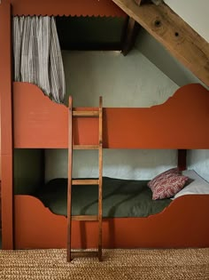 a bunk bed in the corner of a room