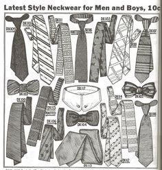 1913 "Kresge's Katalog, The Latest Style Neckwear for Men and Boys, 10c" Edwardian Menswear, 1910s Mens Fashion, Victorian Mens Fashion, 1908 Fashion, Victorian Man, Mens Neckwear, Illustration Art Kids, Vintage Gentleman, Handsome Style