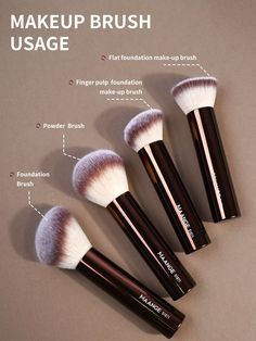 Foundation Brushes, Face P, Blusher Brush, Makeup Brush Set Professional, Brown Makeup, Professional Makeup Brushes, Fluffy Hair, Daily Makeup