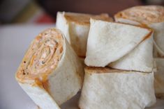 several pieces of bread stacked on top of each other