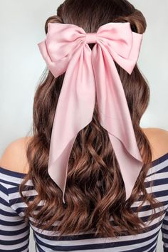 Pink Hair Bow for Women Pink Bow Aesthetic Halloween Hair Clips, Big Hair Bows, Pink Hair Bows, Bow Hairstyle, Hair Clamps, Silk Bow, Bow Hair Accessories, Half Up Half Down Hair, Big Bow