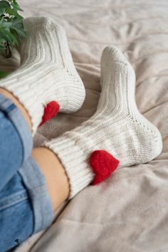 Red Felt Heart Socks Cozy and Soft White Wool Sock Cute - Etsy Handmade White Socks As Gift, Cozy White Socks As A Gift, Handmade White Socks For Gifts, Handmade White Socks For Gift, Cozy White Socks As Gift, Cozy Red Socks For Fall, Cozy White Socks For Gifts, Cozy Knitted Socks For Gifts, Cozy Knitted Socks For Gift