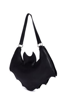 cuz friend or foe? This large shoulder bag has a bat shape, a vegan leather construction, embossed detailing, O-ring hardware, a shoulder strap, and a top zipper closure. Dolls Kill Bags, Christmas Bag Design, Bat Bag, Bat Costume, Unique Backpacks, Costume Store, Brown Fits, Doll Home, Diy Clothes Design