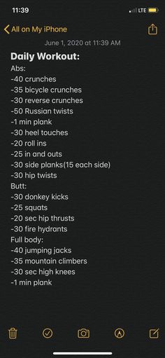 the daily workout log is displayed in this screenshoter's phone screen shot