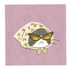 a drawing of a cat with glasses on it's face