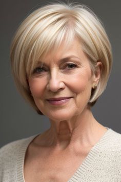 Find the best short bob haircuts for ladies over 60. These stylish and manageable hairstyles provide a fresh, youthful look, ideal for adding volume and framing the face with sophistication. Pixie Bob Haircut Short, Grey Haircuts, Short Stacked Bob, Fine Hair Bangs, Haircuts For Ladies, Grey Bob, Chin Length Haircuts, Textured Haircut, Stacked Bob