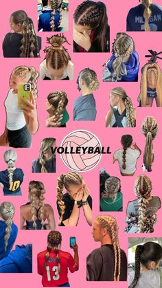 Volleyball Hair Inspo Pics, How To Make Two Braids, Volley Hairstyles, Hairstyles For Volleyball Games, Athlete Hairstyles, Wrestling Hairstyles, Practice Hairstyles, Simple Volleyball Hairstyles, Basketball Hair