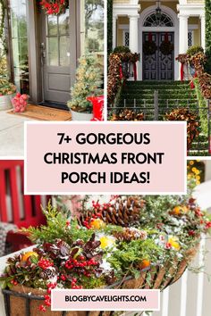 7 christmas front porch ideas Christmas Front Door Ideas Entrance, Front Door Holiday Decor Ideas, Outdoor Christmas Front Porch Ideas, Traditional Outdoor Christmas Decor, Christmas Porch Decorating Ideas Outdoor Decorations, Christmas Tree On Front Porch, Exterior Christmas Decor Ideas, Christmas Front Door Ideas, Front Door Christmas Decor Ideas