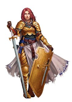 Female Paladin or Warpriest or Cleric of Iomedae - Pathfinder PFRPG DND D&D d20 fantasy Sun Paladin, Woman In Armor, Human Paladin, Plate Armor, Pathfinder Character, Female Armor, Forgotten Realms, Female Character Concept