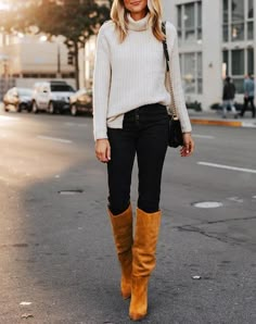 Gold Brown Slouchy Kitten Heel Wide Calf Boots – Bella Valentina Tan Knee Boots Outfit, Camel High Boots Outfit, Slouchy Boots Outfit 2023, Knee High Tan Boots Outfit, Tan Knee High Boots Outfit, Tall Boots Outfit Fall Styles, Knee High Boots And Jeans, Slouch Boots Outfit, Tan Boots Outfit