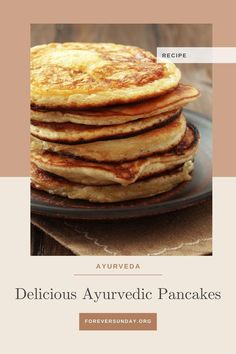 pancakes stacked on top of each other with the words delicious avervegic pancakes