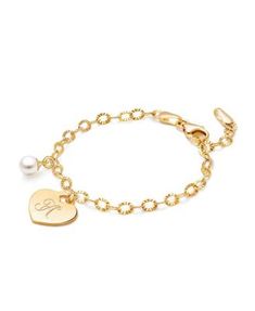 A classic charm bracelet is an exquisite keepsake she will want to wear everyday and treasure forever. This bracelet is extendable and can be clasped anywhere on the chain, allowing your little girl to wear it comfortably now with room to grow. Engraved Initials, Gold C, Gold N, Gold G, Polish Jewelry, Big Kid, To Grow, Initials, Charm Bracelet