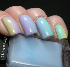 I am officially in love with gradient manicures thanks to Sammy's (The Nailasaurus) technique. It was so much fun to make this gradient manicure. :) Gradient Manicure, Skittle Mani, Nail Polish Art, Gradient Nails, Get Nails, I Love Nails, Pastel Nails, Nail Art Inspiration, Fancy Nails