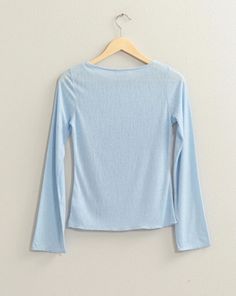 Baby Blue Sheer Angel Long Sleeve Top Long Sleeve Top Outfit, Blue Long Sleeve Top, Spring Staples, Light Blue Top, Kacey Musgraves, Long Sleeve Outfits, Blue Long Sleeve Tops, Blue Sheers, Light Blue Shirts