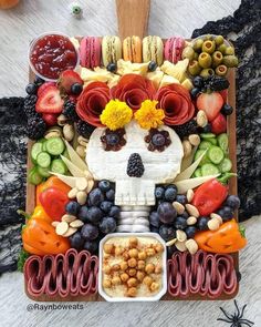 a skull made out of fruits and vegetables