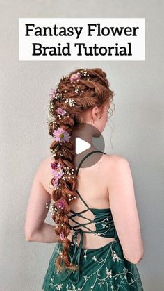 Fairy Themed Hairstyles, Ren Fair Hairstyles Easy, Fae Hairdo, Fantasy Hair Tutorial, Gingersnark Hair, Ren Fair Hair, Flower Braid Hairstyles, Fairy Updo, Fairy Hair Ideas