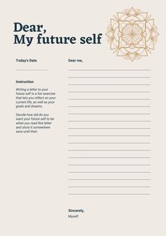 Manifestation Journal Pages, How To Write A Journal, Journal Templates Layout, Affirmation Journal Ideas, Future Self Journaling, Journaling Worksheets, Self Care Journal Ideas, Manifestation Journal Template, Vision Board Journaling