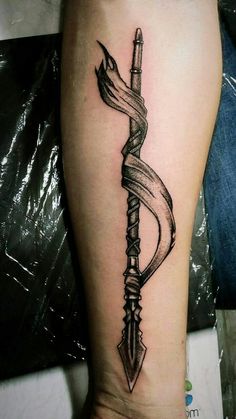 Tip Of The Spear Tattoo, Dragon Arrow Tattoo, Draupnir Spear Tattoo, Spear Of Destiny Tattoo, Spear Tattoo For Women, Roman Spear Tattoo, African Spear Tattoo, Viking Spear Tattoo