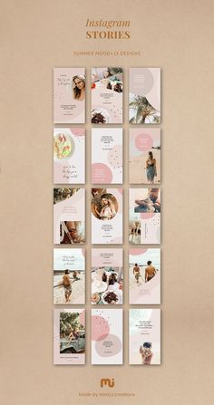 the instagramture story is displayed on a beige background with pink and white images