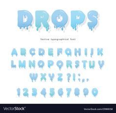 the letters and numbers are covered in blue ice droplet font, which has been cut into