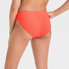 They'll love creating tons of looks by mixing and matching the Solid Bikini Swim Bottom from art class™. This solid-color swim bottom is made from recycled polyester fabric with spandex in a ribbed design, while the four-way stretch offers flexibility and comfort. Designed in a low rise, this ribbed swimsuit with elastic at the leg openings features a UPF 50+ rated design to help protect them from the sun's rays. art class™: One-of-a-kind looks for the one and only you. Ribbed Swimsuit, Recycled Polyester Fabric, Coral Orange, Swim Bottoms, Girls Shopping, Upf 50, Low Rise, Polyester Fabric, Coral