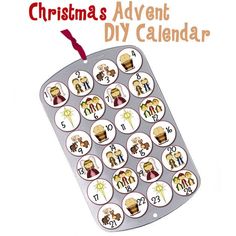 a christmas calendar with pictures of people on it and the words, christmas's adventi diy calendar