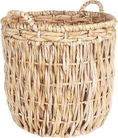 a large woven basket is shown on a white background