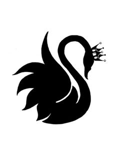 a black swan with a crown on it's head is shown in the shape of a