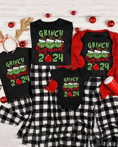 Chirstmas Grinch Squad 2024 Matching Family T-shirt Pajama Sets 2024 f/w Christmas matching family outfits two-piece sets Grinch Christmas Pjs Family, Family Grinch Christmas Pajamas, Matching Family Christmas Pajamas Grinch, Grinch Chrismas Pajamas, Christmas Hoodies Family Grinch, Grinch Pajamas, Matching Family T Shirts, Family Pajama Sets, Matching Family Pajamas