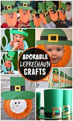 an adorable leprechan craft for kids to make with paper plates and hats