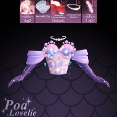 an animated image of a bra with jewels on it's chest and the words poa lovelie written below