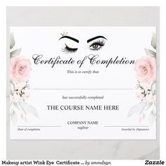 Certificate Makeup Artist, Makeup Artist Certificate Design, Beauty Certificate Design, Makeup Certificate, Eyelash Extension Course, Course Completion Certificate, Makeup Artist Gifts, Makeup Logo Design, Esthetician Marketing