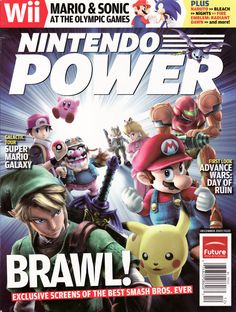 the cover of nintendo power magazine, featuring mario and other video game characters on it