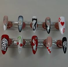 Vegas Inspired Nails, Dice Nails, Euphoria Nails, Girls Nail Designs, Vegas Nails, Mobile Nails, Asian Nails, Acrylic Nail Set, Cherry Nails