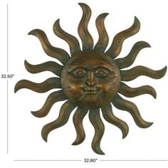 a metal sun face on a white background