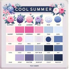 True Summer Color Palette Outfit Ideas, Summer Cool Tone Outfit, Cool Summer Color Palette Makeup, Cold Summer Color Palette, Cool Summer Type, Cool Summer Hair Color Palette, Cool Summer Outfits Palette, True Summer Color Palette Outfits, Cool Summer Color Palette Outfits