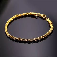 Brand New 18k Real Gold Plated Bracelet Length 8.3” Width 3mm Stamp 18kgp Won’t Tarnish Or Fade. Classic Gold Bracelets With Rope Chain, Elegant Gold Bracelet With Rope Chain, Classic Gold Rope Chain Bracelet As Gift, Classic Gold Rope Chain Bracelet For Gift, Elegant Everyday Bracelet With Rope Chain, Elegant Everyday Bracelets With Rope Chain, Elegant Gold Rope Chain Bracelet For Formal Occasions, Elegant Formal Rope Chain Bracelet, Elegant Formal Gold Rope Chain Bracelet