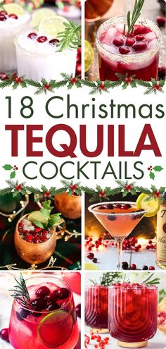 These are the best Christmas tequila cocktails to make this holiday season! These tequila based recipes are all easy to make a couple at a time or in a big batch to be served in a pitcher. They are the best holiday tequila drinks you will find and are packed with festive flavors like cranberry, pomegranate and rosemary. If you love tequila based cocktails and are looking for Christmas cocktails to make at your next Christmas party, you will find a favorite in this list of recipes! Holiday Cocktail Recipes Tequila, Tequila And Cranberry Cocktails, Winter Tequila Sunrise, Christmas Drinks Alcohol Tequila, Holiday Punch Recipes Alcoholic Tequila, Holiday Punch With Tequila, Christmas Cocktail By The Pitcher, Easy Christmas Cocktails Tequila, Christmas Cocktails With Kahlua