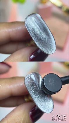 Silver Cat Eye Nails Tutorial, Cat Eye Oval Nails, Cat Gel Nails Art Designs, Cat Eye Nails How To Do, Magnetic Nail Polish French Tip, How To Do Magnetic Nails, Different Cat Eye Nail Effects, Short Magnetic Nails, Magnetic Gel Polish Designs