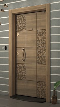 an open door with decorative designs on it