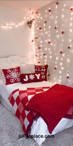 #Christmas #Xmas #HolidaySeason #MerryChristmas #ChristmasSpirit #FestiveSeason #SantaClaus #ChristmasTree #HolidayCheer #JoyfulChristmas #TisTheSeason #WinterWonderland #ChristmasDecor #GiftGiving #ChristmasLights #FamilyTime #HappyHolidays #Noel #SeasonOfGiving #ChristmasMagic Christmas Room Inspiration, Christmas Dorm, Holiday Bedroom Decor, Holiday Room Decor, Holiday Bedroom, Holiday Room, Christmas Decorations Living Room, Christmas Decorations Bedroom