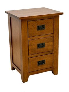 a wooden night stand with three drawers