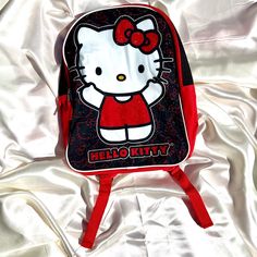 Brand New With Tags 12x4x15 Hello Kitty School, Red Hello Kitty, Hello Kitty Bags, Hello Kitty Bag, Hello Kitty Stuff, Plush Backpack, Kitty Stuff, Girly Accessories, Bags Black