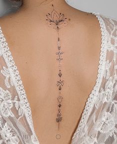 the back of a woman's neck with tattoos on it