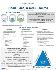 an info sheet with information about the types of head and neck areas in human anatomy