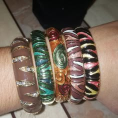 Never Worn, Purchased From Nordstrom. Each Bracelet Was 35$! Heavy Bohemian Bangle Jewelry, Maximalist Bracelet Stack, Luxury Bohemian Collectible Bangle, Maximalist Gold Bracelets, Vintage Multicolor Festival Bangle, Multiple Ear Piercing, Y2k Jewelry