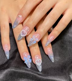 Fake Nails Designs, Girly Acrylic Nails, Unique Acrylic Nails, Kawaii Nails, Funky Nails, Best Acrylic Nails, Cute Acrylic Nails