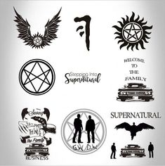 the supernatural symbols are shown in black and white